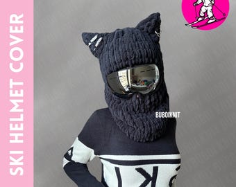 Ski helmet balaclava mask, animal ear balaclava, cat ears balaclava unisex winter mask, balaclava with helmet, animal balaclava mask