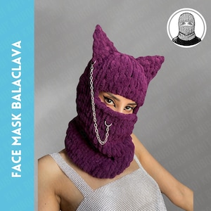 Kitty face mask balaclava, animal hat, handmade beanie, unisex gift