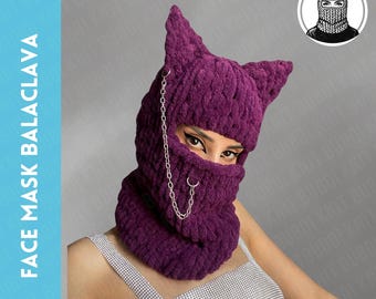 Kitty face mask balaclava, animal hat, handmade beanie, unisex gift