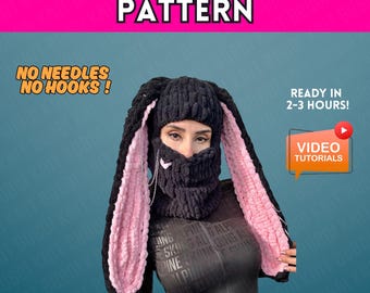 PATTERN face mask, balaclava, pdf file, finger knit