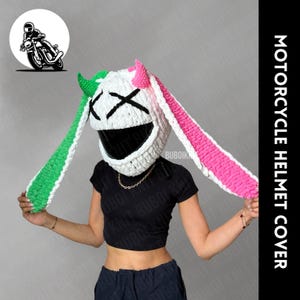 Motorcycle helmet mask, helmet cover, handmade balaclava, devil bunny mask, motorcycle helmet protector mask, helmet mask, unisex mask