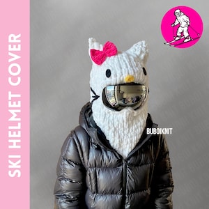 Ski helmet balaclava mask, animal balaclava, helmet protector, winter mask balaclava, helmet cover, kitty mask, kitty balaclava