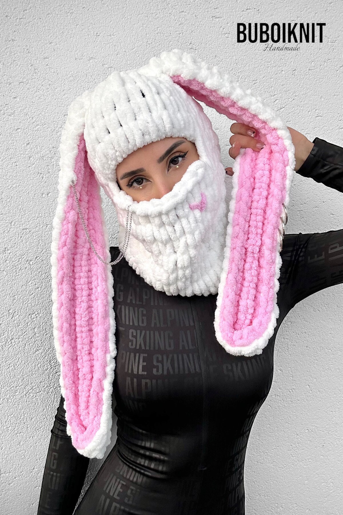 Bunny Ear Knit Balaclava | Long Ear Bunny Balaclava | Rabbit Balaclava | Animal Ears Balaclava | Funny Balaclava | Custom Balaclava