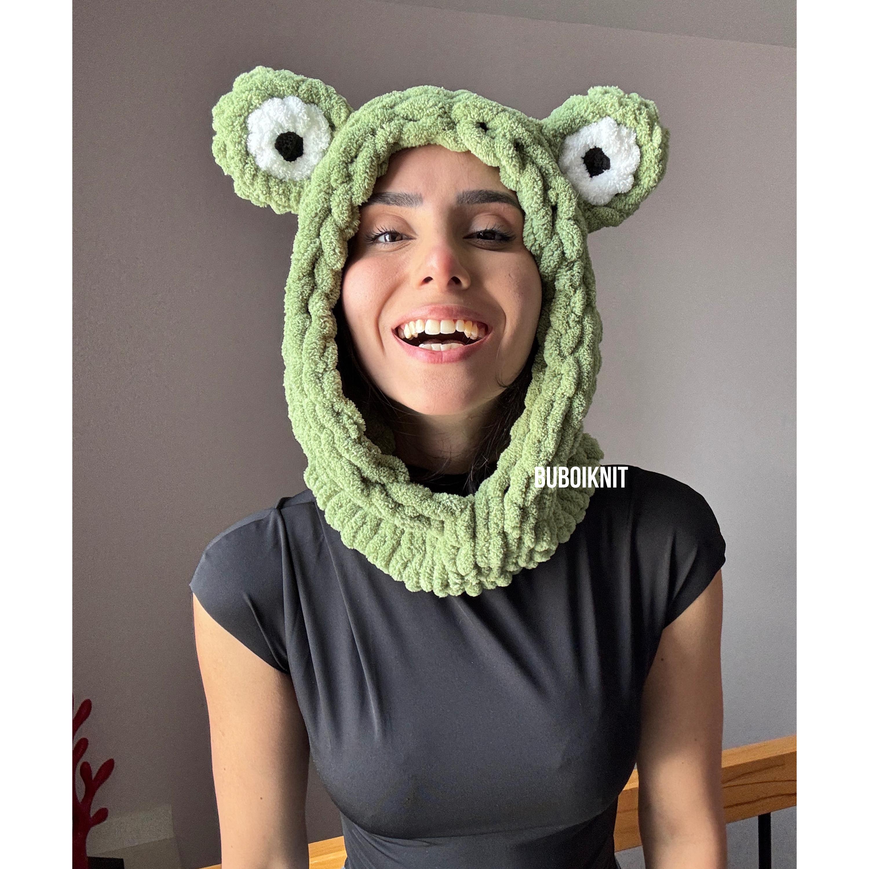 Frog Hood Mask, Frog Hat, Frog Beanie, Frog Balaclava