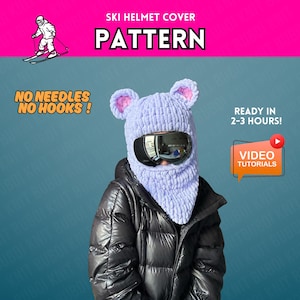 Patrón para pasamontañas, funda para casco de esquí, mascarilla, tejido con los dedos, archivo PDF