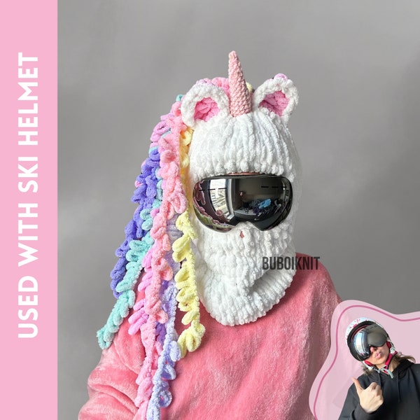 Unicorn balaclava mask, unicorn hat, handmade unicorn beanie, helmet balaclava, unicorn ski helmet mask, helmet cover, helmet protector