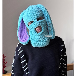 Bunny balaclava mask, animal hat, winter beanie