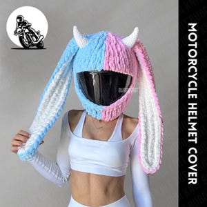 Motorcycle helmet balaclava, devil bunny mask, motorcycle helmet protector, helmet covering, face mask, unisex handmade mask, animal mask
