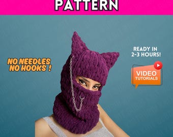 PATTERN face mask, balaclava, pdf file, finger knit