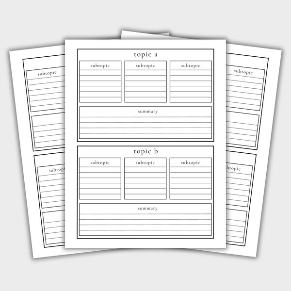 Minimalist Cornell Notes Template unlined - Etsy