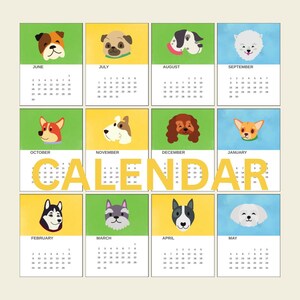 2025-2026 Dog Lover Calendar – Cute Illustrated Puppy Wall Calendar | 12-Month Animal Art Calendar | Gift for Dog Moms & Dads