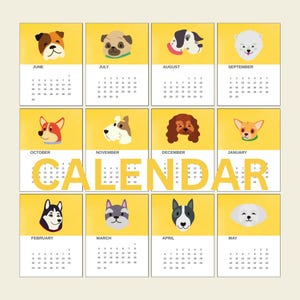 2025-2026 Dog Lover Calendar – Cute Illustrated Puppy Wall Calendar | 12-Month Animal Art Calendar | Gift for Dog Moms & Dads