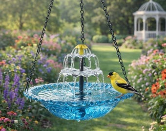 Solar Bird Bath Fountain Hanging Outdoor Bird Feeder Garden Water Fountain Patio Decor Hummingbird Bath Solar Powered Fountain