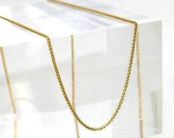 14K Solid Yellow Gold Round Wheat Chain 
