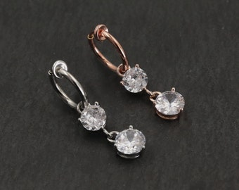 TTStyle Sparkling Round CZ Long Dazzling Dangle Belly Button Ring 4 Colours 