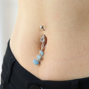 Blue Belly Button Ring | Blue Tourmaline | piercing Belly Jewelry | Gemstone Belly Ring