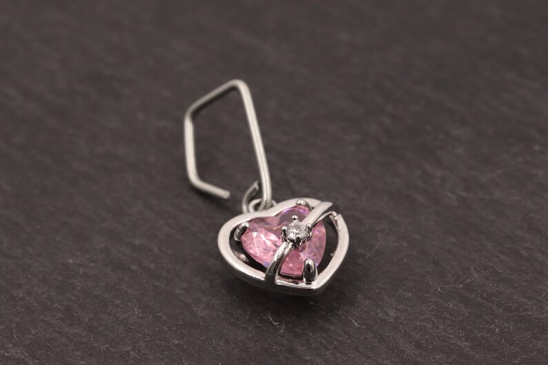18 Gauge Belly Button Piercing Heart Belly Button Rings Handmade Pink