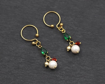 Non Piercing Christmas Nipple Rings: Surgical Steel Clicker Hoops (A Pair)