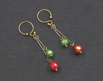 Gold Fake Nipple Rings: Surgical Steel Clicker Hoops (A Pair)