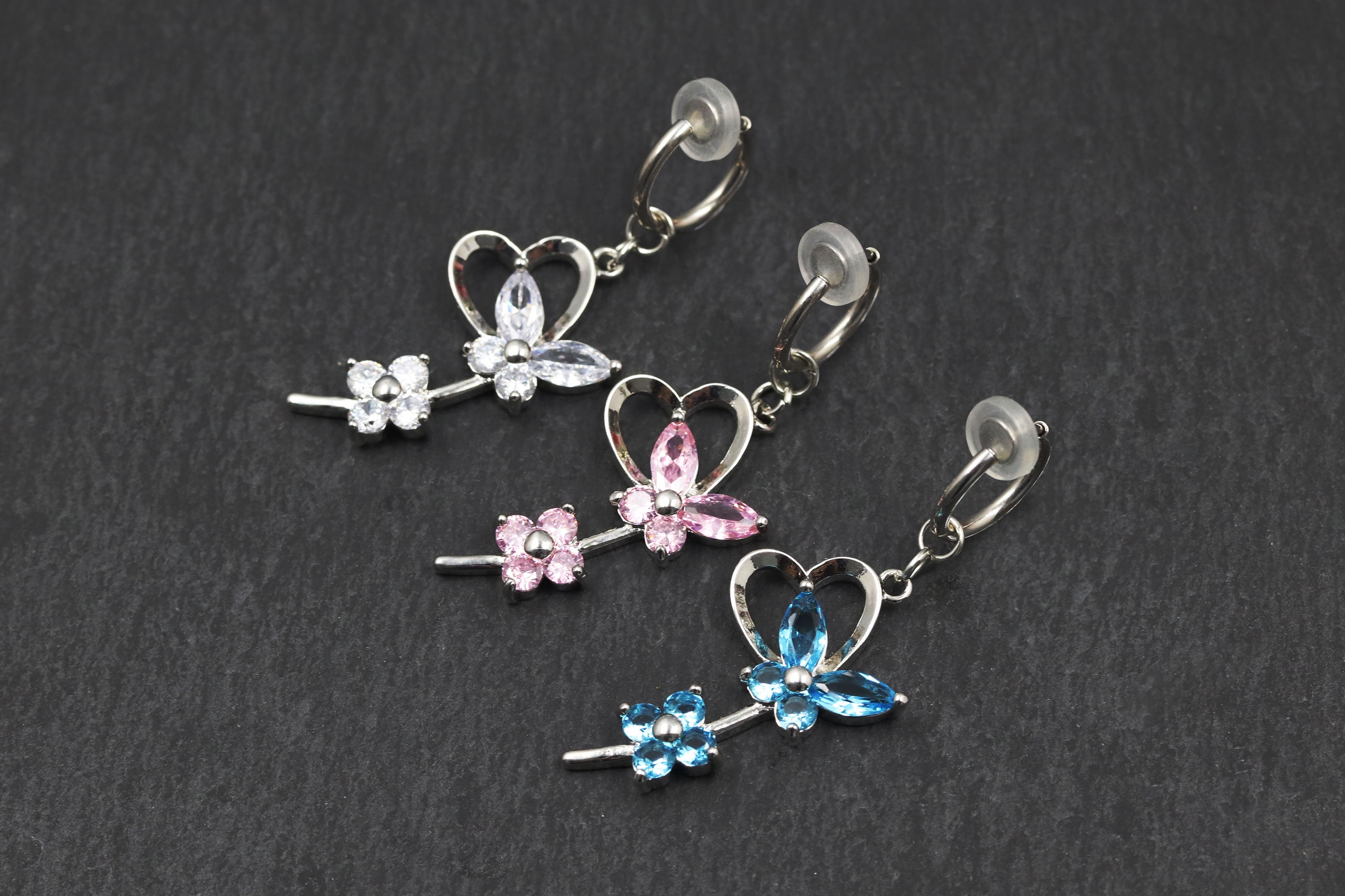 6-teiliges Fake Bauchnabelpiercing Set - Clip-On Ohne Piercing