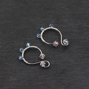 Fake Nipple Piercing Clips Rings with Chains Jewelry, Non Piercing Nipple Jewelry, Crystal Sliver Nipple Clips Jewelry