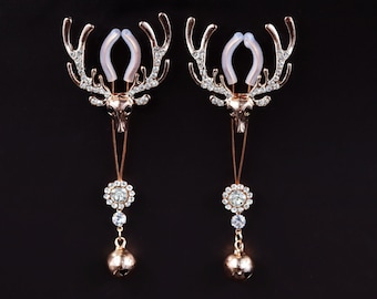 Nipple Clamps Breast Torture Jewelry, Adult Toys Fake Nipple Piercing, Adjustable Erotic Intimate of BDSM