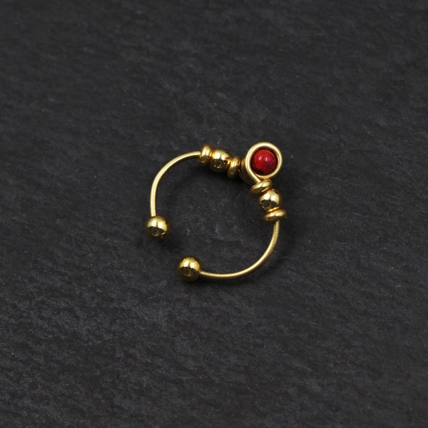 Non Piercing Clit Clip Ring, Elegant Clitoral Clamp Jewelry, Gold Red Garnet Pussy Jewelry