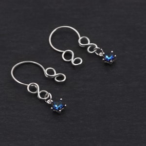 Non Piercing Nipple Rings | Blue Star Dangle Nipple Hoops | Fake Nipple Piercing Jewelry White Silver Nipple Clips