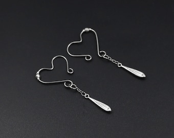 Heart Nipple Rings Clicker, Non Pierced Fake Piercing Jewelry, Adjustable Nipple Clamps (A Pair)