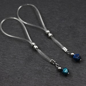 Blue Jade Nipple Noose Jewelry | Adjustable Non Piercing Nipple Clips | Fake Nipple Piercing Hoops (A Pair)