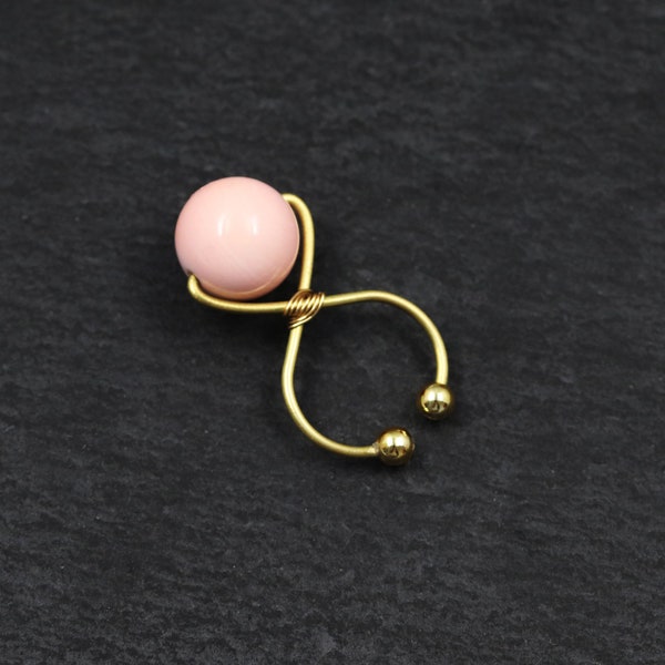 Pink Shell Bead Clit Vaginal Jewelry, Golden clitoris Jewelry, Non Piercing Clit Pussy Jewelry, Hood Clit Clip Clamp