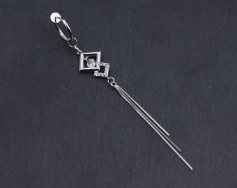 Crystal Tassel Fake Belly Ring | Surgical Steel Non Piercing Belly Dangle