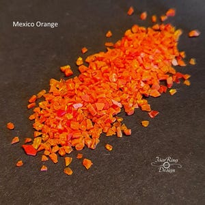 Crushed Opal Mexico Orange – Bello Opal – Synthetic Opal Chips – Inlay Material für Ringe, Resin, Holz & Schmuck und DIY Projekte