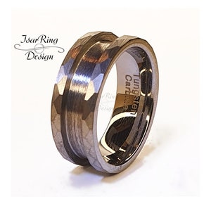 Ring blank tungsten hammered | 8mm width | DIY jewellery making, inlay ready