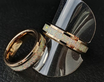 Ring rose gold with opal inlay - different colors and sizes