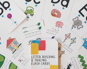 Letter Building and Tracing Flash Cards for Toddlers, Preschoolers, and Kindergartners