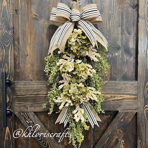 Hydrangea Farmhouse Swag, Hydrangea Swag, Front Door Teardrop Bouquet, Double Door Swags, Porch Light Swag, Everyday Swag Wreath Country