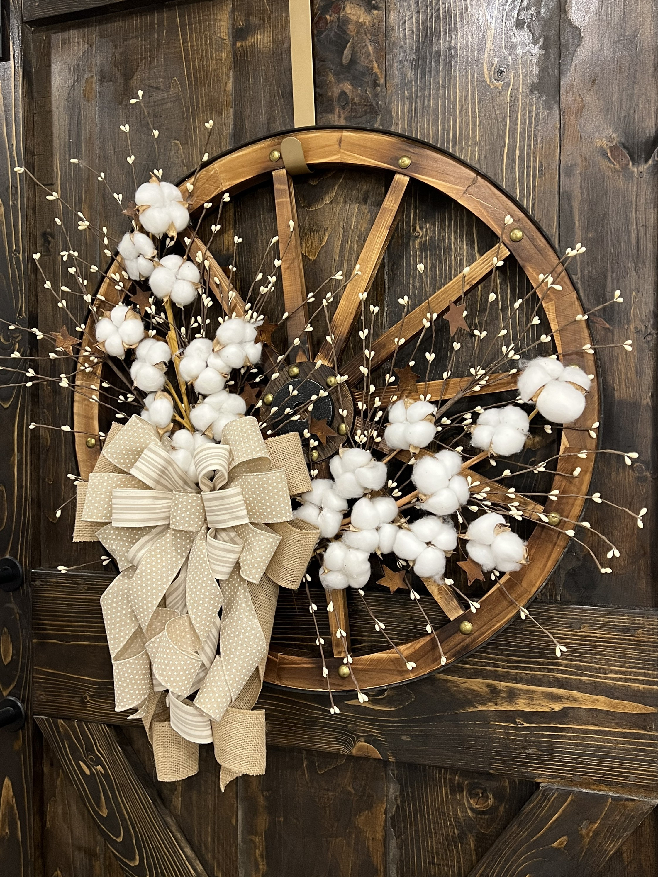 Farmhouse Everyday Wagon Wheel Wreath, All Seasons Country Wreath ...