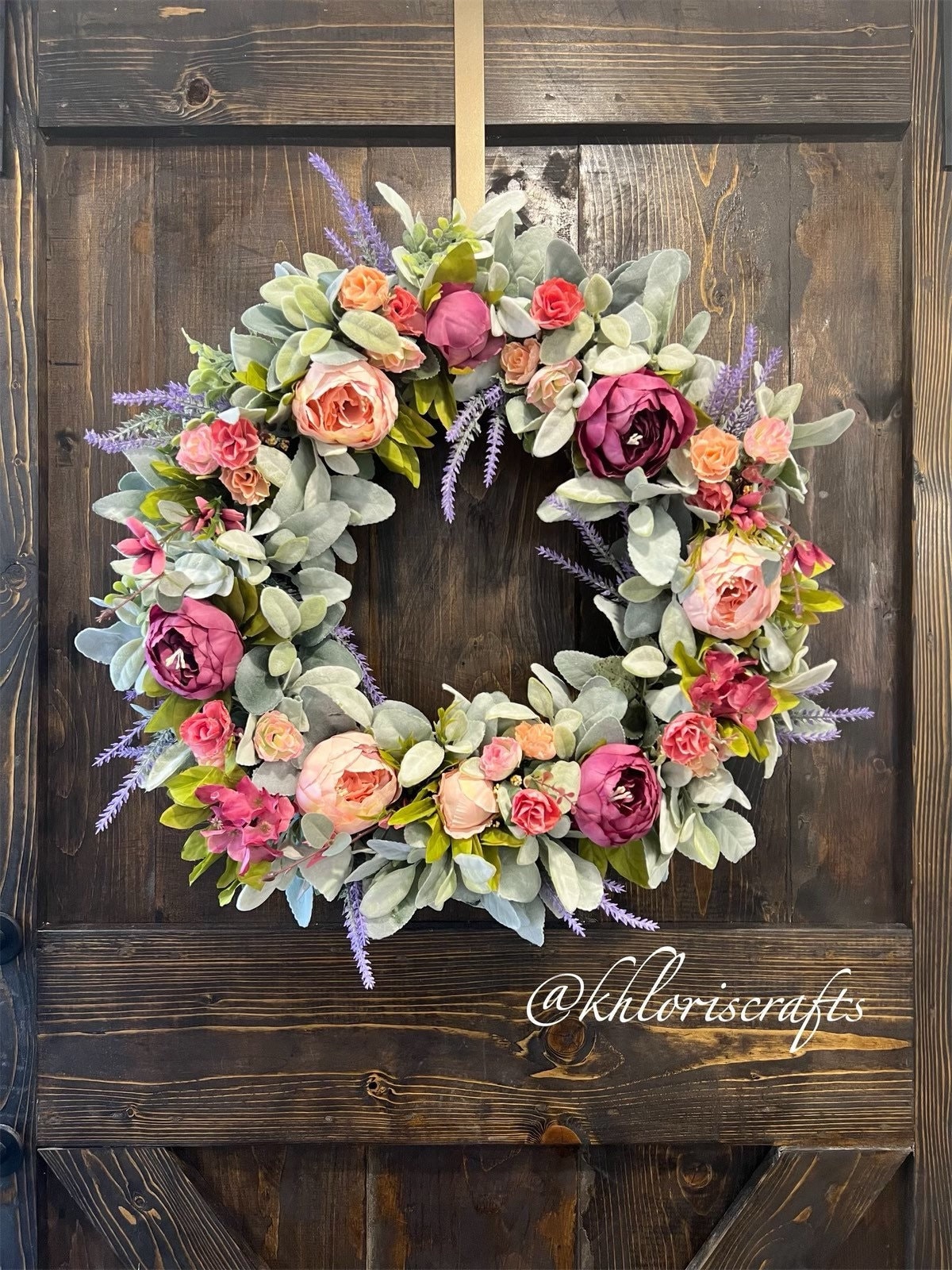 Lambs Ears Peony Wreath, Peonies Wreath for Front Door, Spring Summer ...