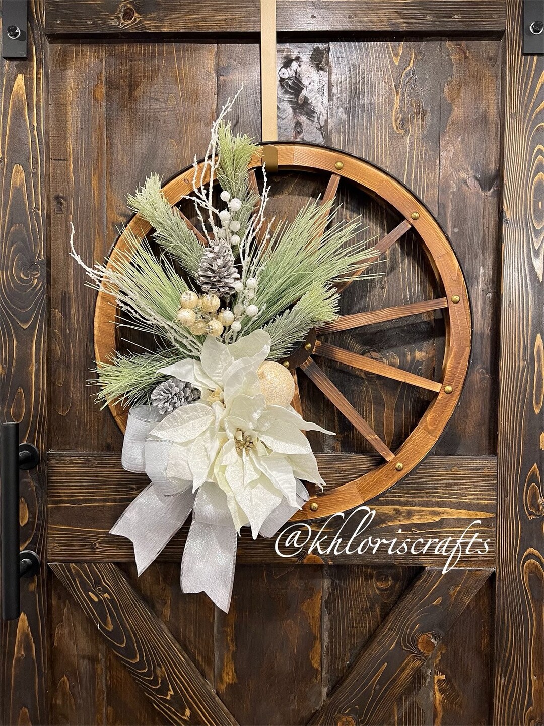 Christmas Wreath Wagon Wheel Wreath Wreath For Front Door Winter Il 1080xN.4365190985 9i4w