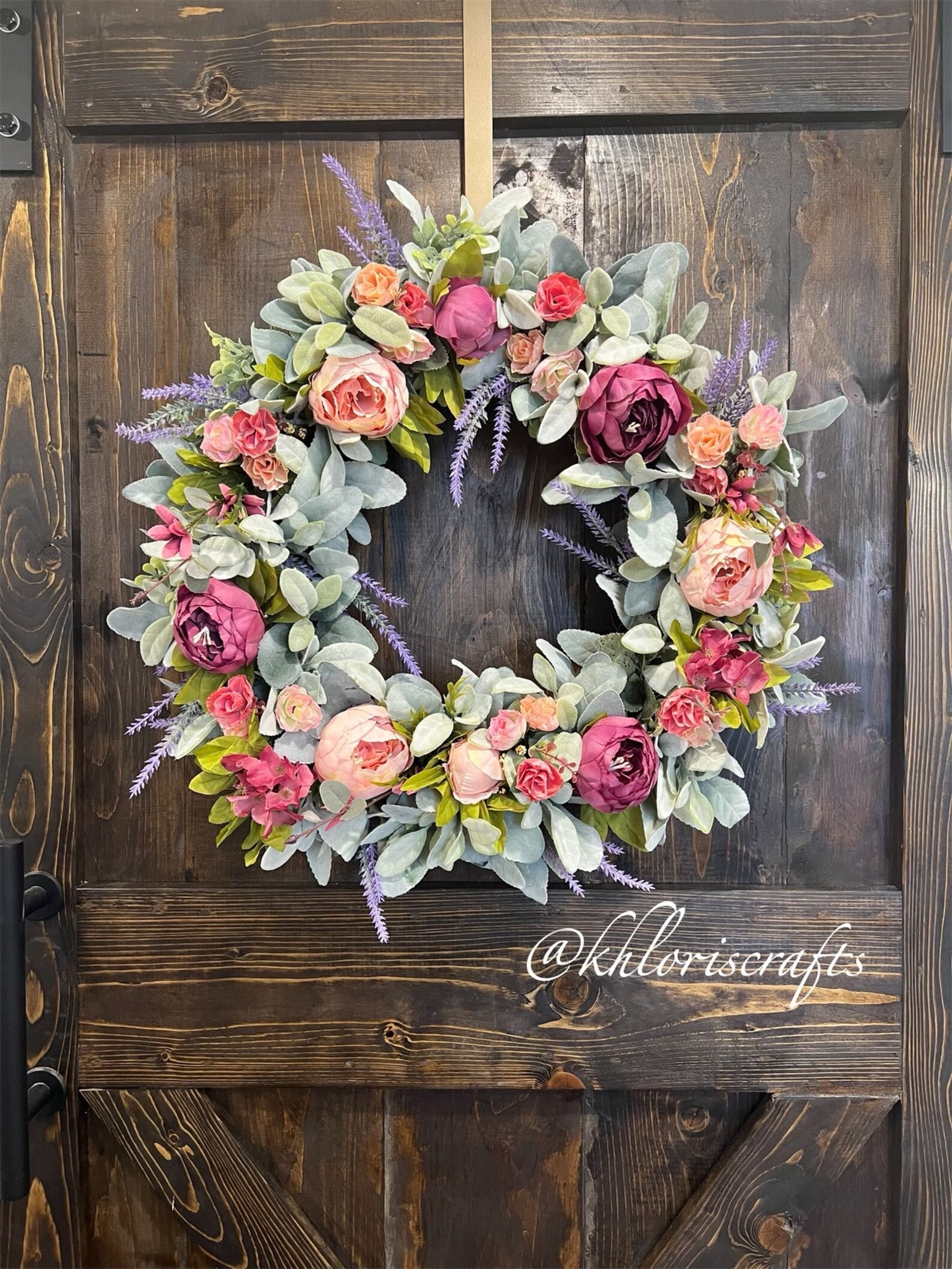 Lambs Ears Peony Wreath, Peonies Wreath for Front Door, Spring Summer ...