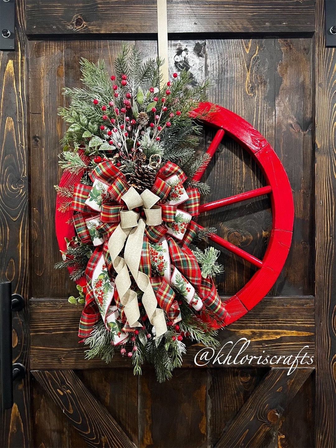 Christmas Wagon Wheel Wreath Holiday Wreath Red Christmas Wreath Il 1080xN.5320054265 Jnef