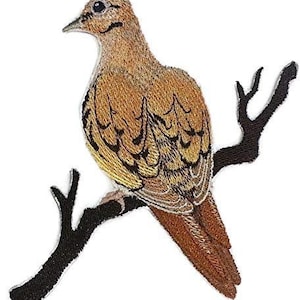 Single Mourning Dove Embroidered Iron on/Sew patch [4.7" X 4.8"]