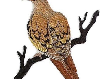 Single Mourning Dove Embroidered Iron on/Sew patch [4.7" X 4.8"]