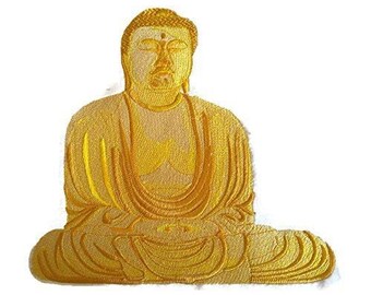 Meditative Buddha Embroidered Iron on/Sew Patch [8.9"9.5"]