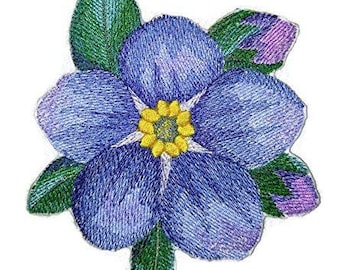 Water Color Blooms [Watercolor Forget Me Not Bloom] Embroidered Iron on/Sew patch [5.23" X 4.82"]
