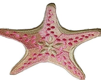 Parche de starfish bordado de hierro sobre/coser [5.5" x4.5"]