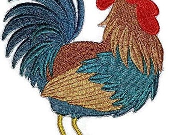 Rooster [ Rooster ] Embroidered Iron on/Sew Patch [6" X 4.5"]