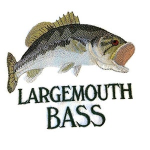 Largemouth Bass with Name Embroidered Iron On/Sew Patch [5.4" x 4.8"]…
