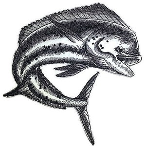 Mahi Mahi Fish Embroidered Iron On/Sew patch [5.6&quot; x 6&quot;]